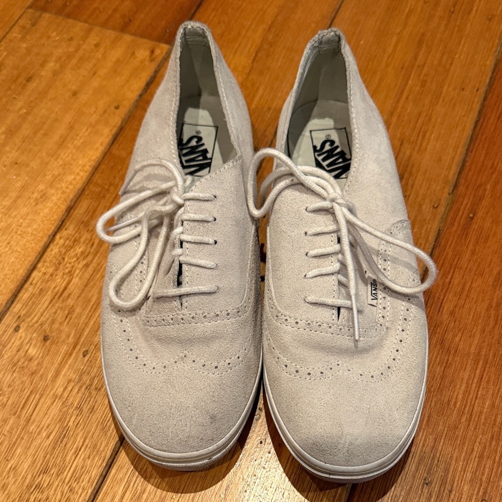 Vans Suede Lace-Up Oxford Sneakers in Light Gray